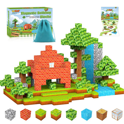 YOTOY Magnetic Building Blocks Build Mine Magnets World Set Magnetic Toy Children's Toy Outdoor Gift for 3-8 Year Old Girls Boys Birthday Toy Child's Toy