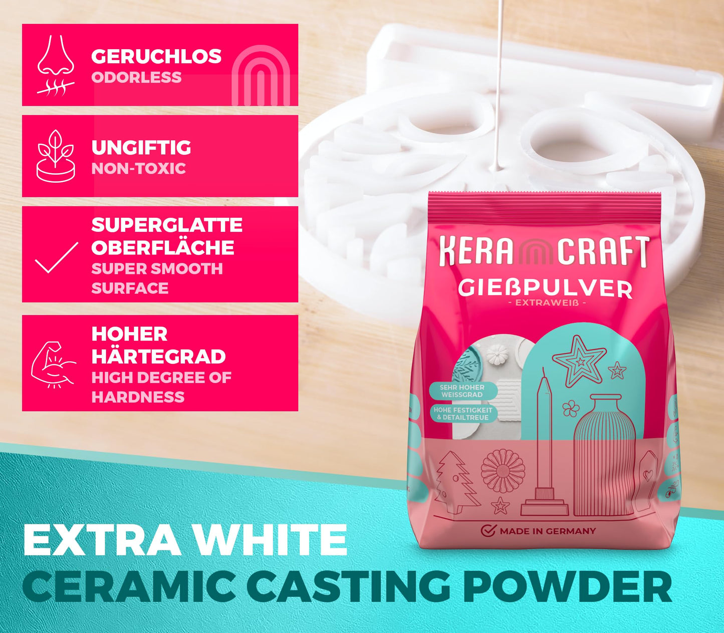 Keracraft Casting Powder white 4.5kg - White casting powder for creative projects.