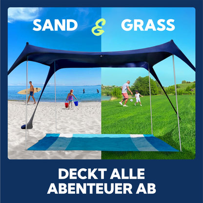 Sun Ninja beach tent with UPF50+ - sun protection beach sunshade with sand shovel & ground nails - beach shelter baby UV protection 50 - beach tent