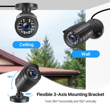 ZOSI 1080P HD Outdoor Video Surveillance Camera 4-in-1 TVI/CVI/AHD/CVBS 960H CCTV Camera with OSD 24M IR Night Vision
