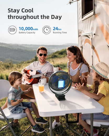 Koonie USB Clip Fan, 10000mAh USB Fan, Portable 20cm Desk Fan, 4 Speeds & 360° Rotation, Quiet Wall Fan, Fan for home, office, stroller, camping, grow tent