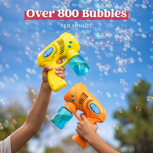 JOYIN 2 Bubble Guns for Kids with Bubble Solution (2 * 130 ml), bubble machine for parties, Bubble Gun for Halloween, indoor outdoor activities, Easter (yellow + orange)