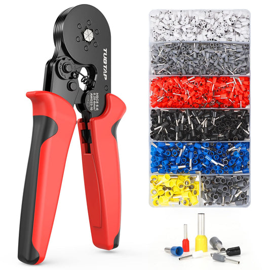 Crimping Pliers Ferrule Set - Hexagonal TUBTAP® Ferrule Crimping Pliers with 2000 pcs Ferrules Tool Kit For 0.25-6 mm² (AWG 23-10), Crimping Pliers, Pressing Pliers