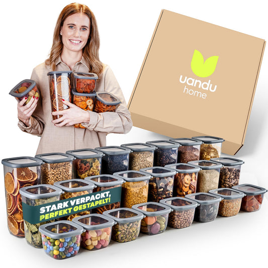 uandu Food Storage Containers with Lid Airtight - 24 piece Storage Container Set | Kitchen Storage & Organization | BPA Free | Kitchen Organizer | Containers for all dry foods