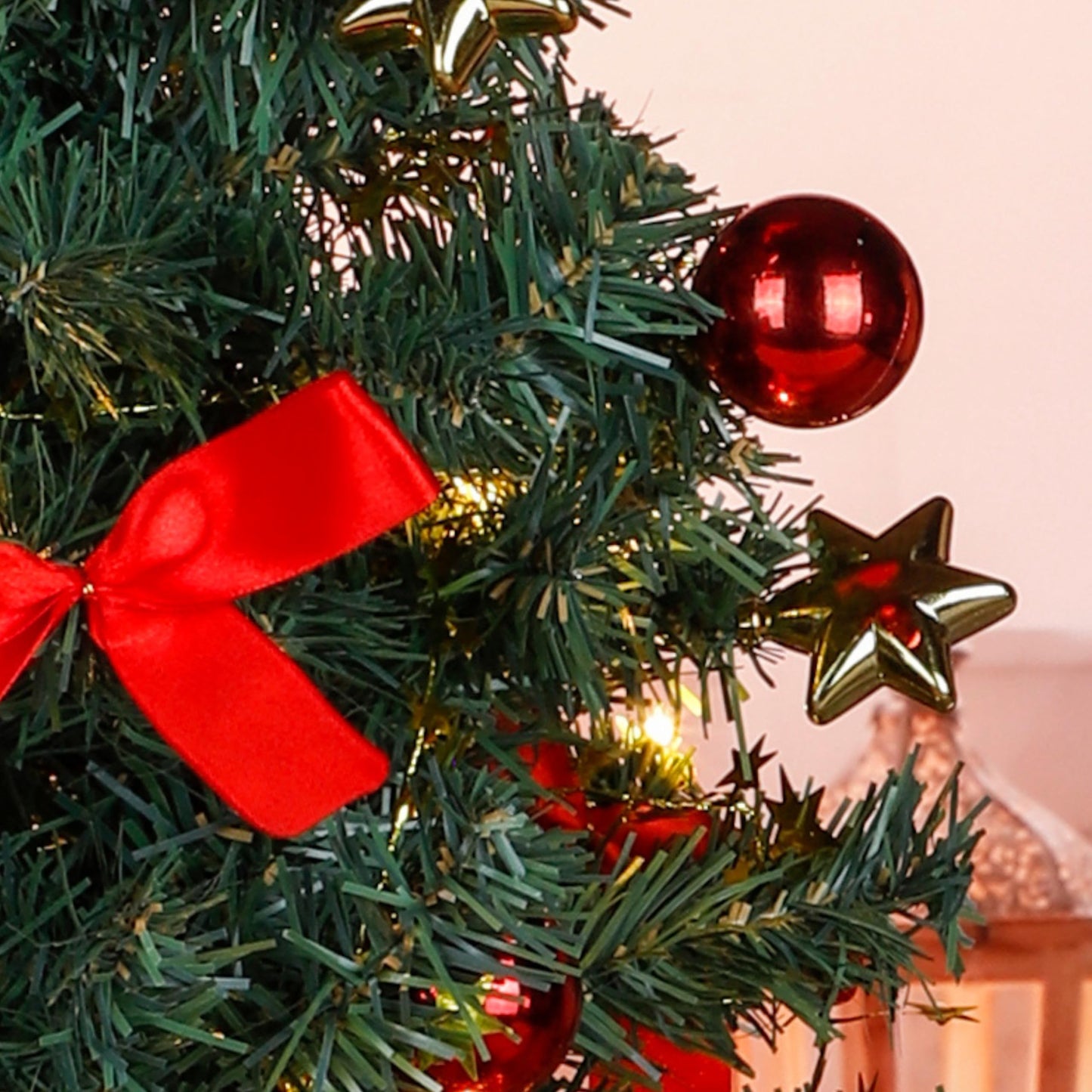 Household International HI Artificial Christmas Tree 75 cm Decorated and decorated fir tree with lights for Christmas.