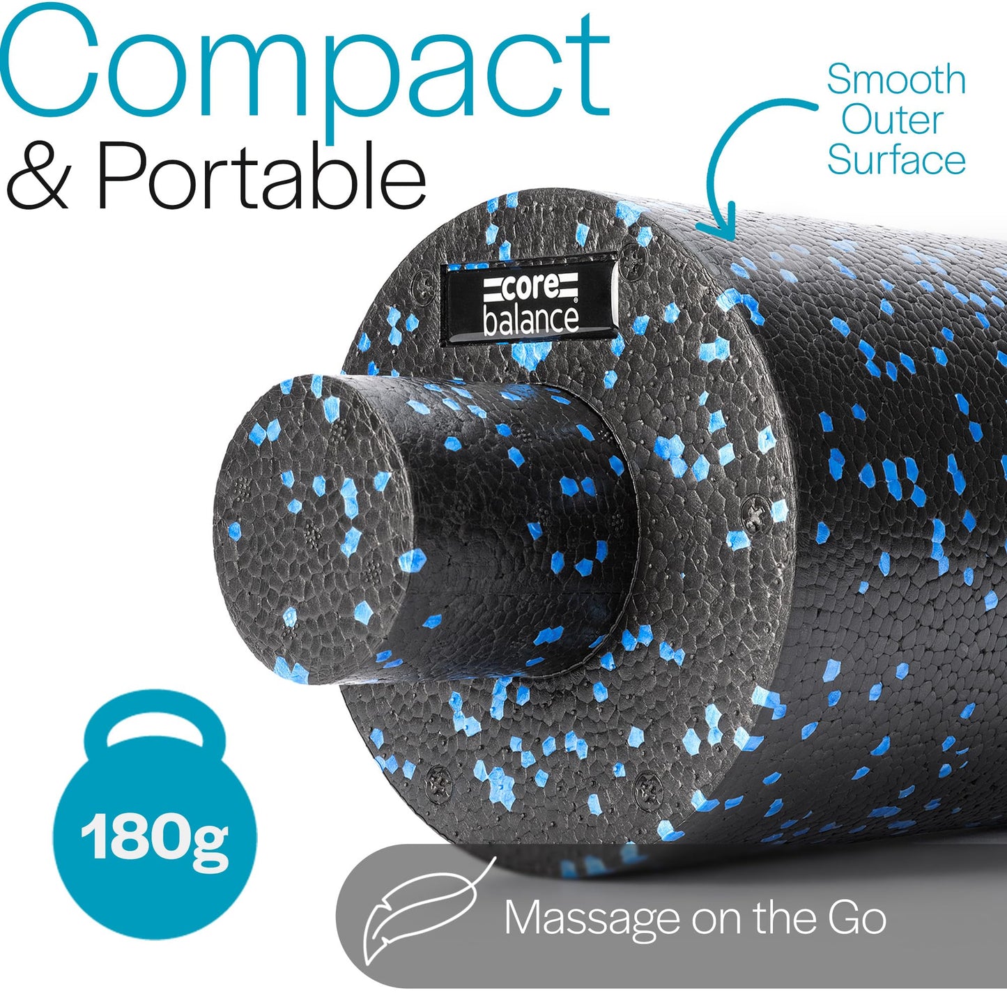 Core Balance 2 in 1 foam roller with removable core - massages deep tissue & relieves back pain - fitness & yoga at home - 2-piece, 33 x 15 cm & 33 x 6 cm.