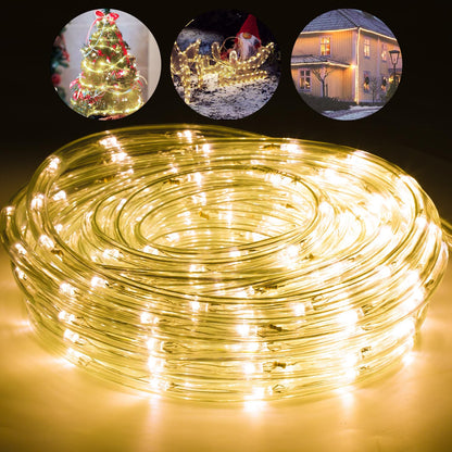 Cecaylie LED light tube outdoor indoor, 40M 960 LEDs warm white light tube with timer and 8 modes waterproof string lights outdoor and indoor, for party wedding Christmas decoration