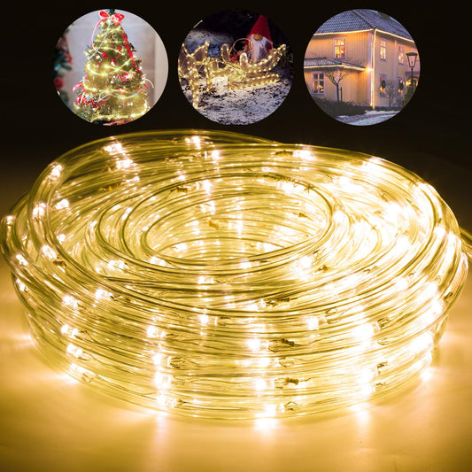 Cecaylie LED light tube outdoor indoor, 40M 960 LEDs warm white light tube with timer and 8 modes waterproof string lights outdoor and indoor, for party wedding Christmas decoration