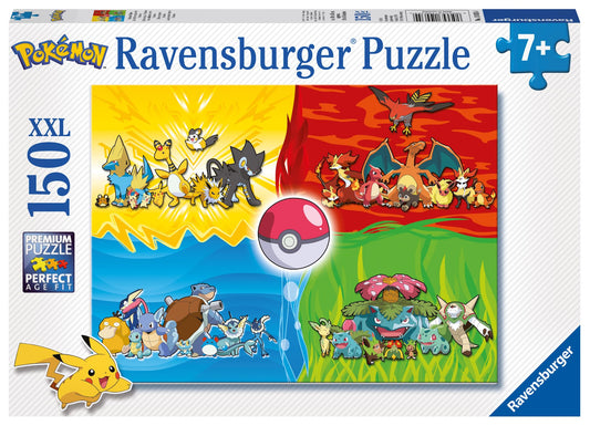 Ravensburger children's puzzle 10035 - Pokémon Types - 150 pieces XXL Pokémon puzzle & 3D puzzle 11257 - Utensilo Pokémon Pikachu - 54 pieces