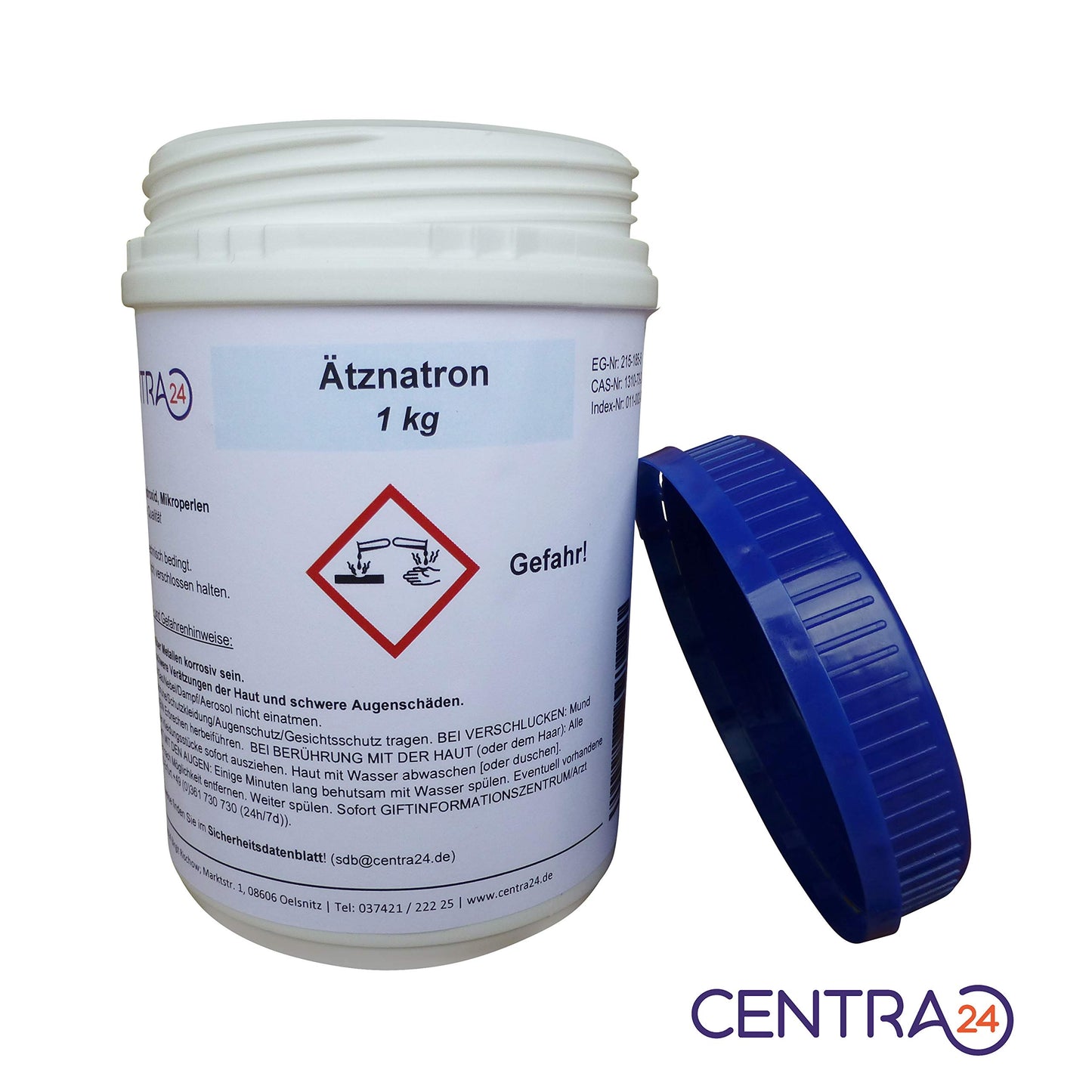 Centra24 Sodium hydroxide, beads, 1 KG in can, caustic soda, lye beads, stripping, lye, soap, cleaner, caustic soda, NaOH, soap sodium, industry, laboratory, pipe cleaner