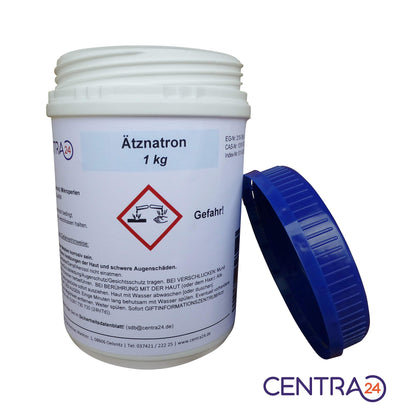 Centra24 Sodium hydroxide, beads, 1 KG in can, caustic soda, lye beads, stripping, lye, soap, cleaner, caustic soda, NaOH, soap sodium, industry, laboratory, pipe cleaner