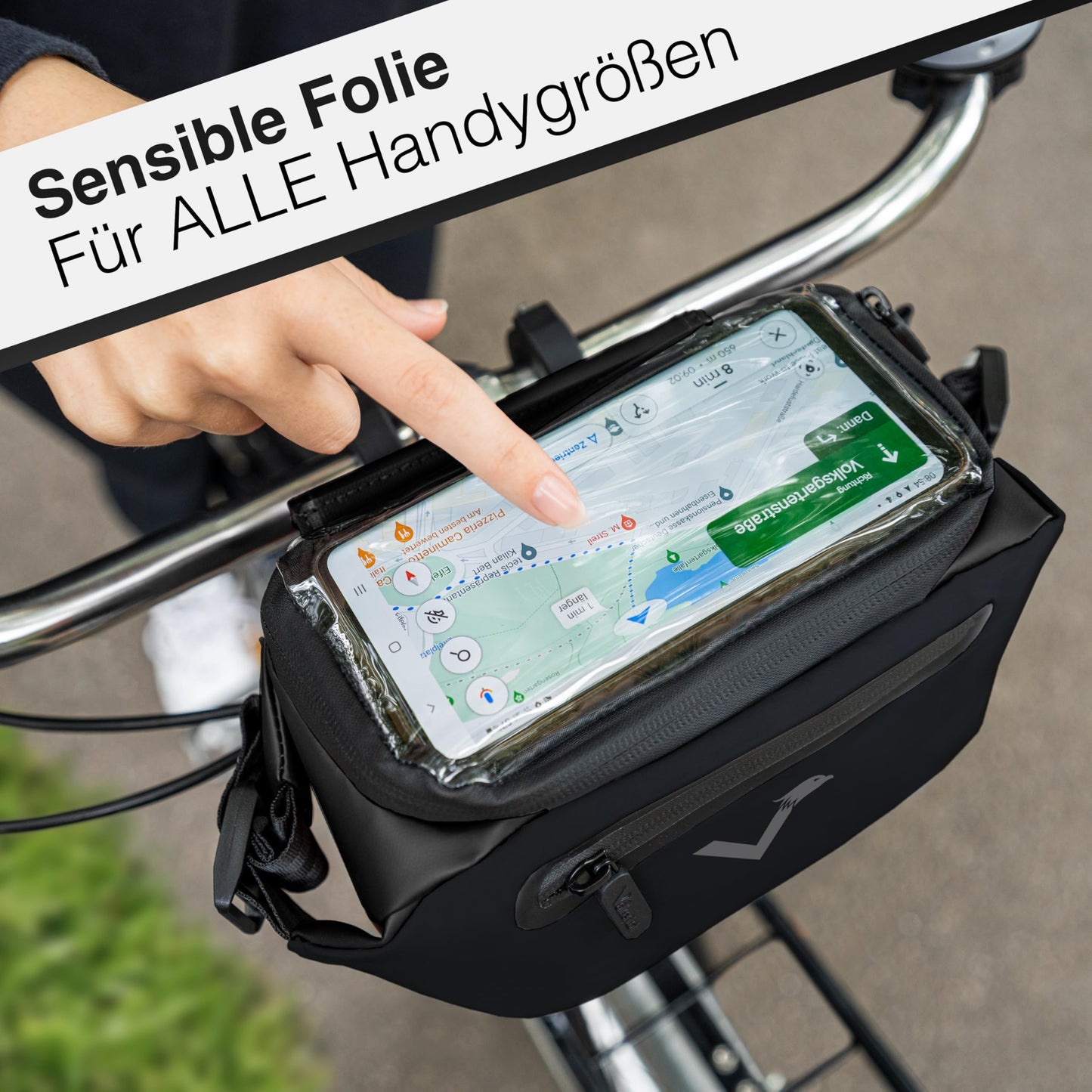 Valkental® x KLICKfix® - 3in1 bike bag handlebar | Fully reflective & waterproof - Suitable as handlebar bag & waist bag | 4L volume | Handlebar bag bike KLICKfix | Handlebar bag Ebike