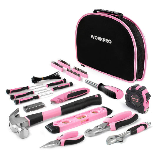 WORKPRO Pink Tool Set Pink 103 piece Household Tool Kit Repair with Bag, Ideal Gift for DIY Enthusiasts