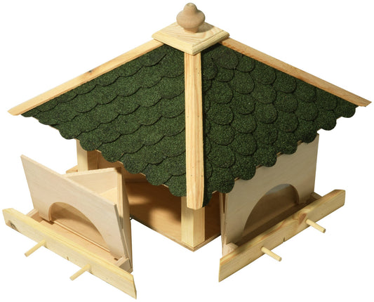 Luxury birdhouse 98700E Large XXL wooden birdhouse (pine) for garden, balcony, with 4 pull-out feed drawers - XL bird feeder birdhouse