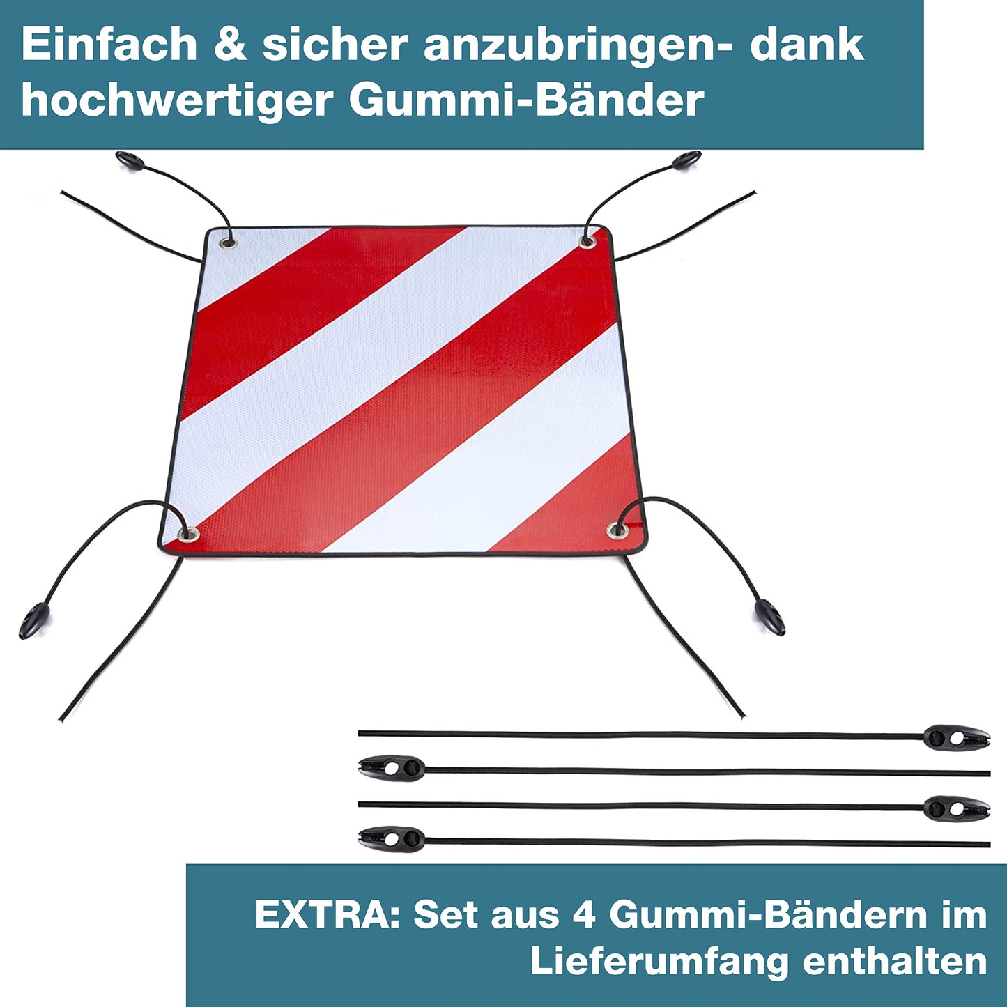 Smartpeas 2 In 1 Warning Sign Italy And Spain – For Bike Racks, Motorhomes Or Agriculture + Plus: Set Of 4 Rubber Bands