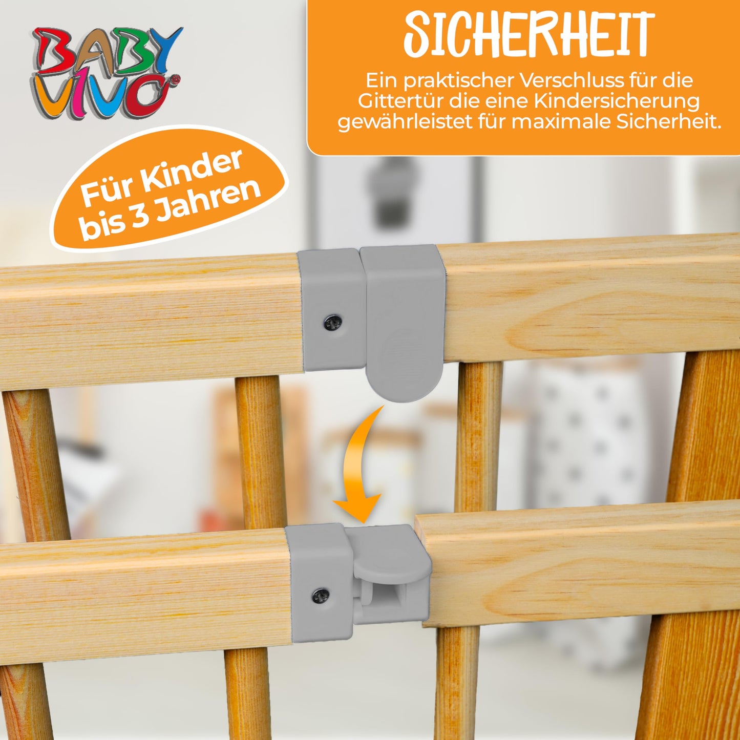 Baby Vivo XXL Playpen Play Yard Baby Safety Gate Crawling Fence Wooden with Door - adjustable - 8 elements PREMIUM Gray