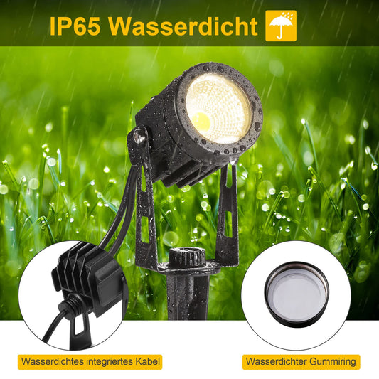 Greenclick Garden Lighting LED, 6 Set 1800LM 21m Cable Garden Lighting with Power, IP65 Waterproof Garden Light with Ground Stake, Garden Spotlight Warm White COB Garden Lamp for Outdoor Lawn Path Pond.