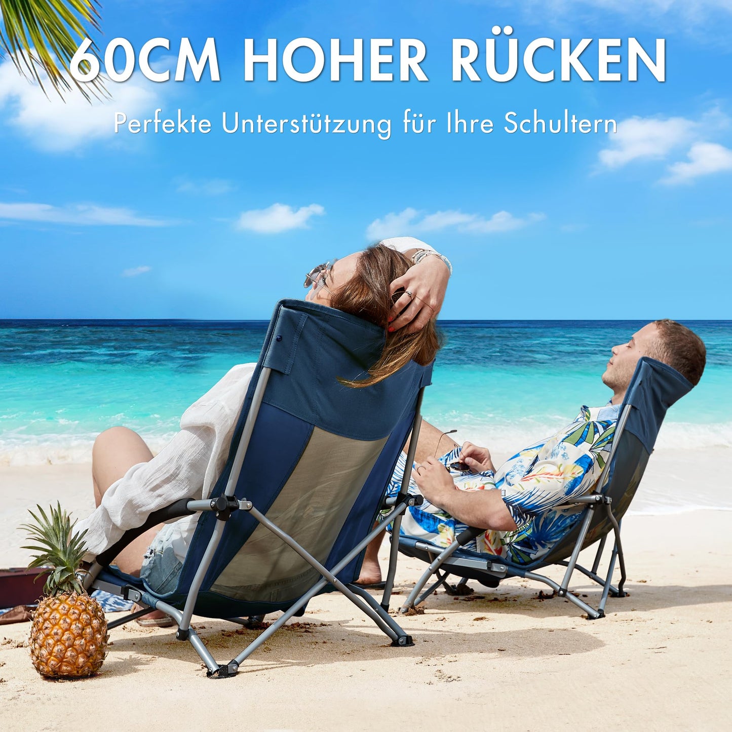 Portable beach chair, foldable and lightweight camping chair, supports up to 150KG, low breathable fabric, portable foldable chair with carry bag, drink holder for beach, garden, hiking.