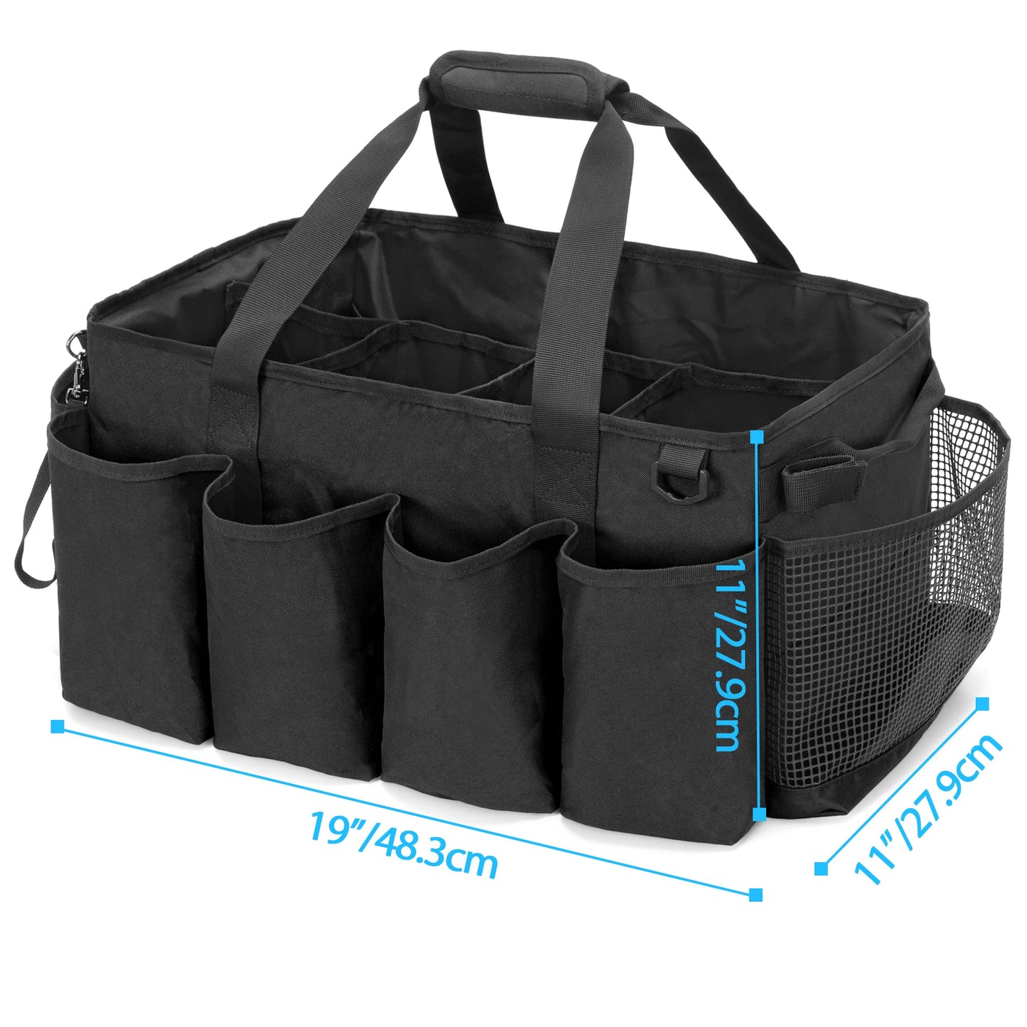 HODRANT Extra Large Cleaning Caddy Organizer, with sturdy pad & handles, Cleaning Storage Bag for Cleaning Products (Black)
