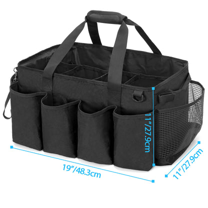 HODRANT Extra Large Cleaning Caddy Organizer, with sturdy pad & handles, Cleaning Storage Bag for Cleaning Products (Black)