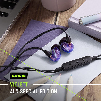 Shure SE215 Special Edition Universal Sound Isolating Earphones, single driver, in-ear design, detachable cable, clear sound and powerful bass, ideal for music, video games, and phone calls - Purple