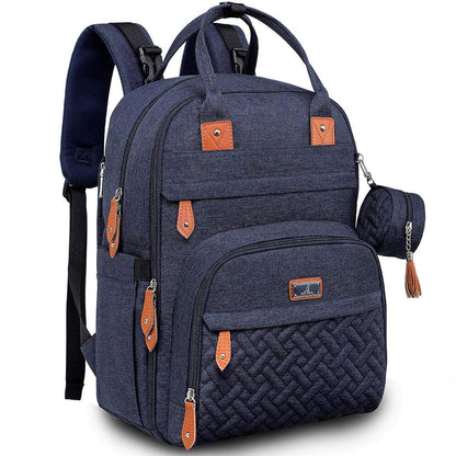 BabbleRoo Diaper Bag Backpack - Large Capacity, 17 Pockets, Water-Resistant - with Changing Pad, Removable Pacifier Holder, Stroller Straps - Travel Backpack for Mom & Dad
