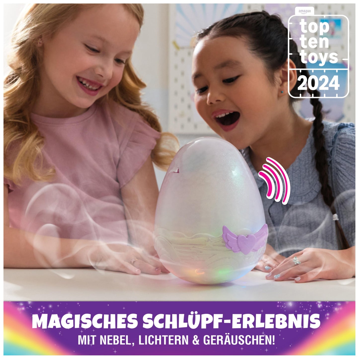 Hatchimals Alive Mystery Egg Pufficorn - magical self-hatching egg about 25 cm tall with interactive surprise plush toy, for children aged 5 and up.