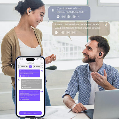 Ki Translator headphones, XP2 translation headphones with real-time translation, 135 languages headphone translator real-time, Touchscreen open ear headphones for iOS and Android, Travel and business.