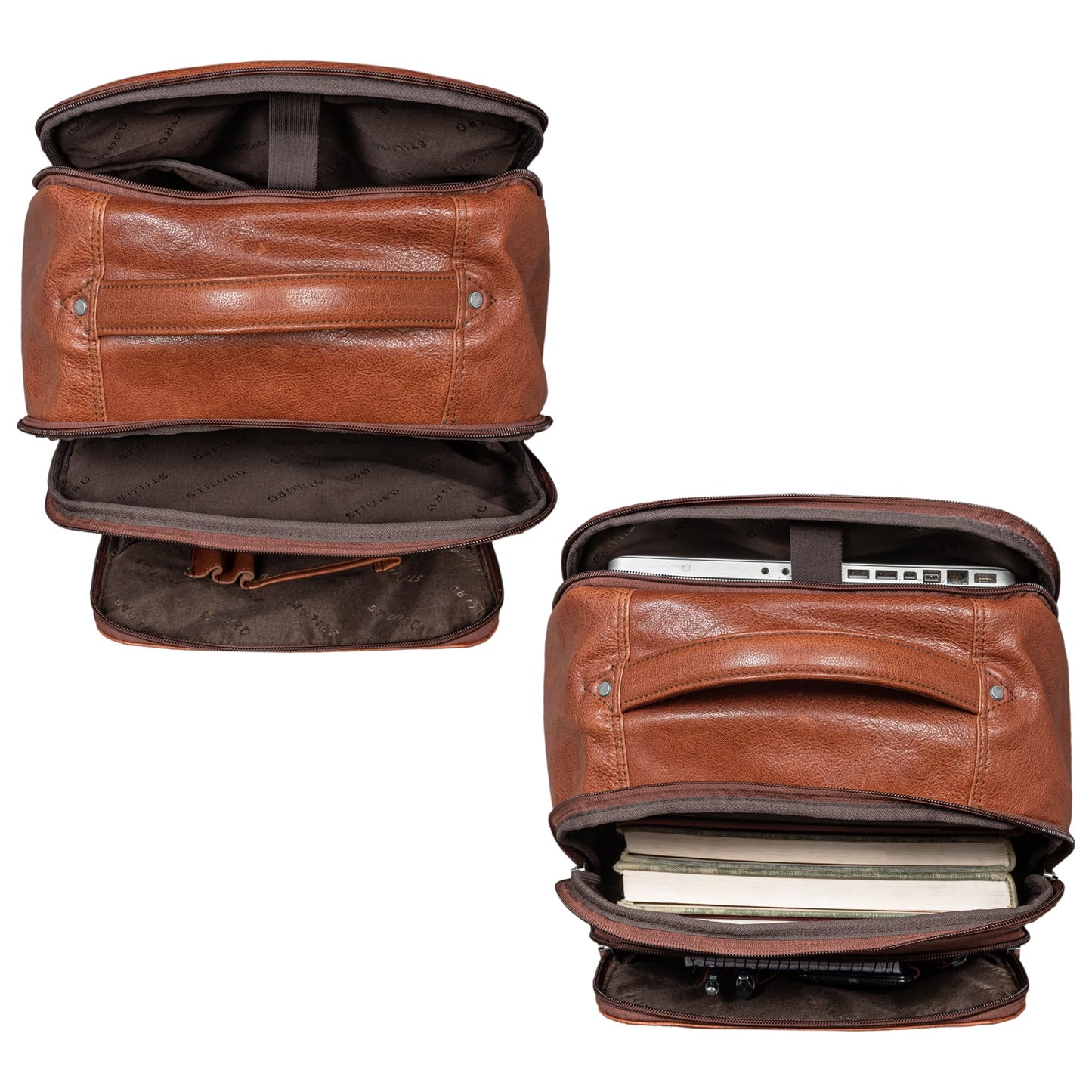 STILORD 'Gordon' Backpack Leather Men and Women Messenger Backpack Laptop 17 Inch Leather Backpack Women Business Backpack Men, Color: maraska - brown