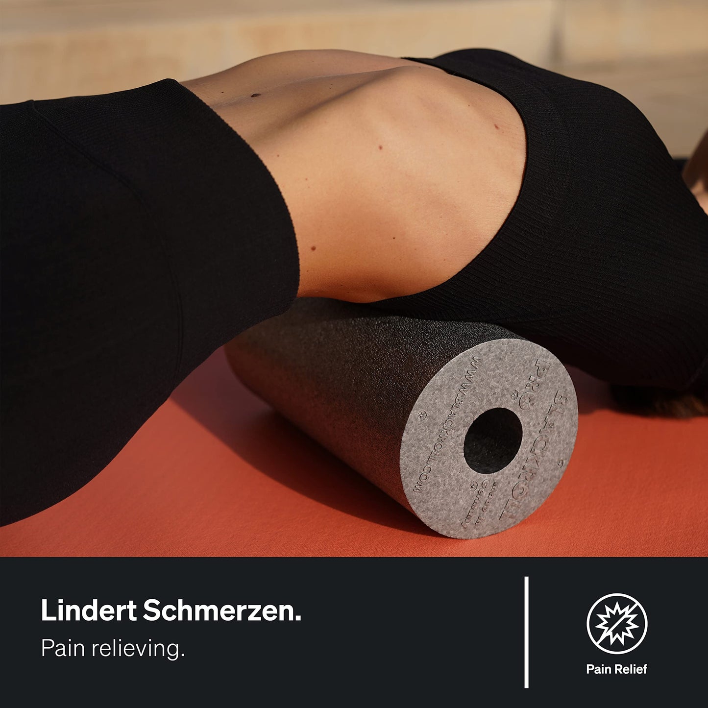 BLACKROLL® STANDARD foam roller (30 x 15 cm), fitness roller for self-massage of back and legs, effective massager for functional training, medium hardness, Made in Germany, Black/Yellow