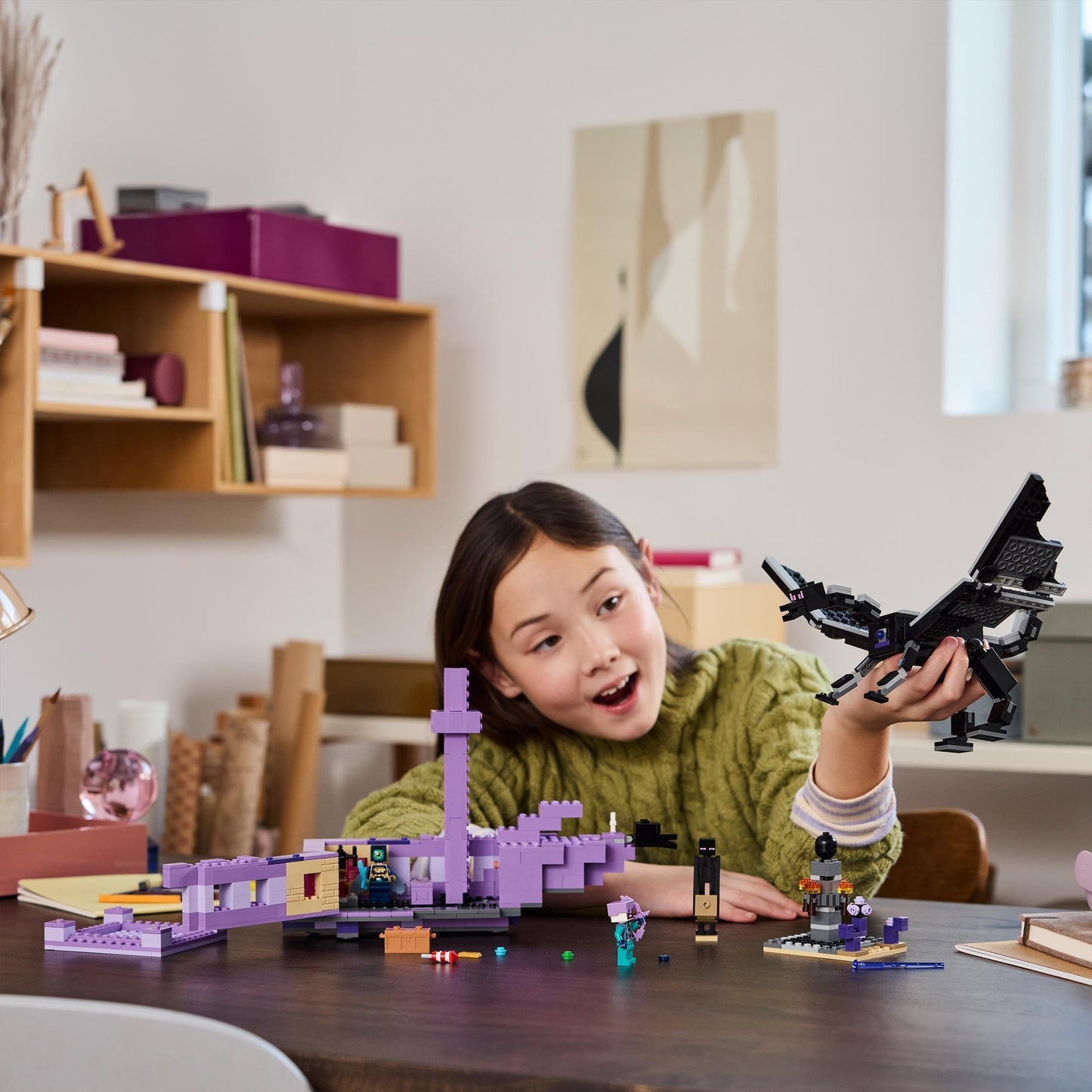 LEGO Minecraft The Ender Dragon and the End Ship - Interactive toy with boat, dragon, and 3 figures, including an Enderman - Creative gamer gift for boys & girls 8+ years old - 21264