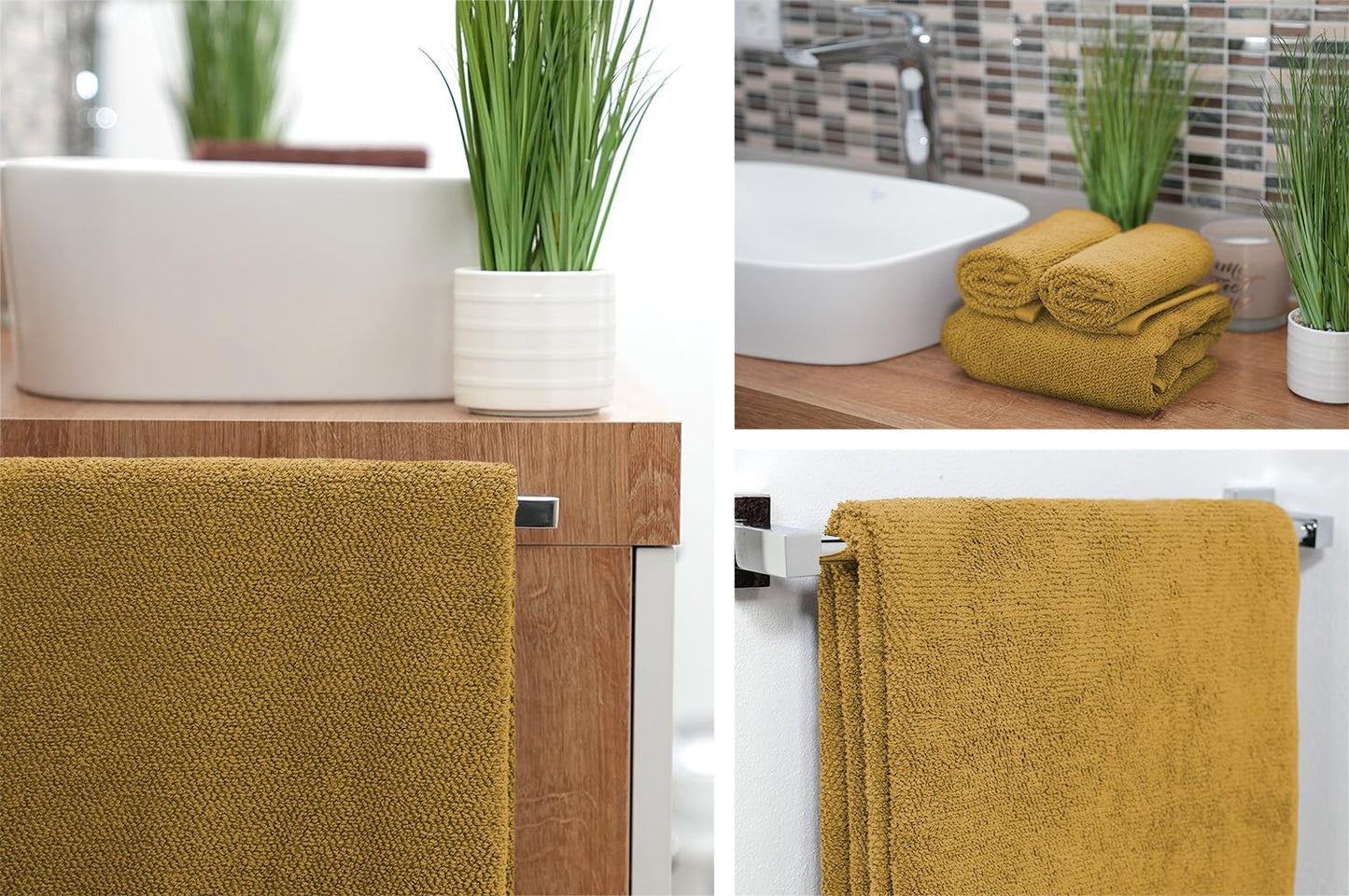 BEAUTEX towel set Premium terry sets Made in Europe, 100% cotton 550g/m², Oeko-TEX Certified (Set: 2 guest, 2 hand, 2 bath towels in Gold)