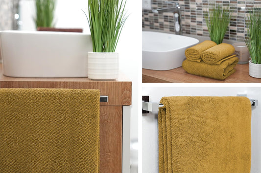 BEAUTEX towel set Premium terry sets Made in Europe, 100% cotton 550g/m², Oeko-TEX Certified (Set: 2 guest, 2 hand, 2 bath towels in Gold)