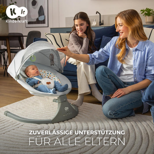 Children's LUMI 2 Baby Bouncer, Electric Baby Swing, From Birth to 9 Months, Adjustable Height, 5 Swing Modes, 12 Melodies, Toy Arch, Dark Grey