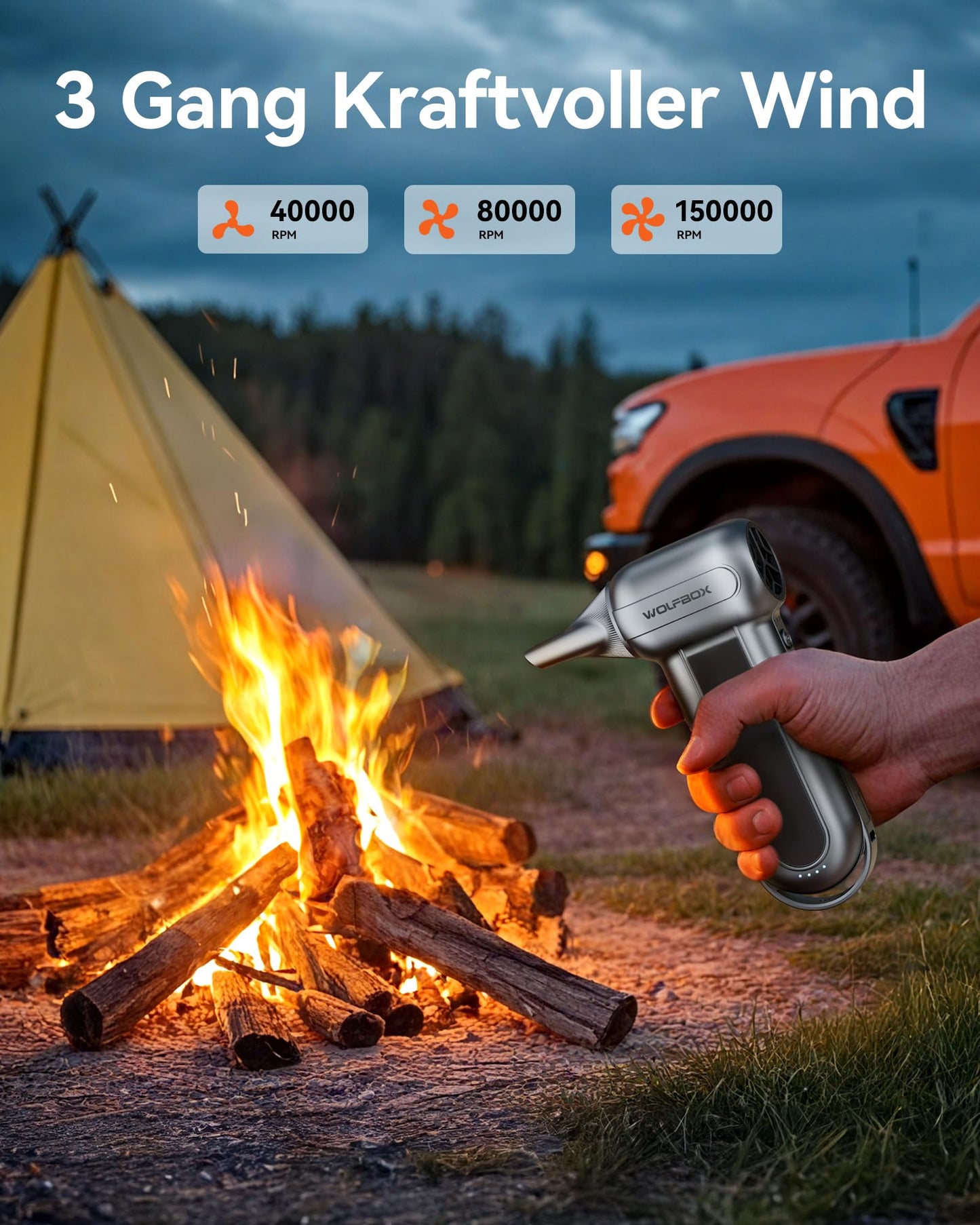 WOLFBOX MF100 Electric Air Duster - 150000RPM Super Power Cordless Air Duster, rechargeable air blower, 3-speed adjustable mini blower, dust blower for computer, keyboard, outdoor, home, and car.