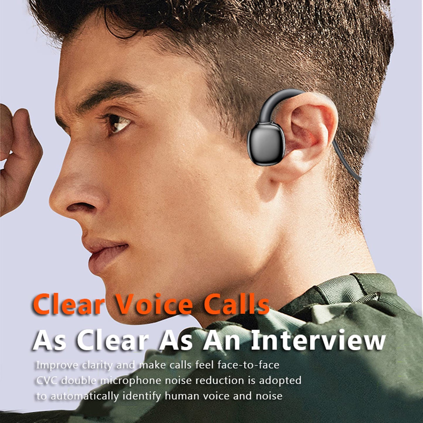 Open ear bone conduction Bluetooth sport headphones for jogging and running. Wireless earclip Bluetooth headset for a comfortable fit.