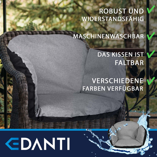 EDANTI garden cushion pad pillow for hanging chair stork nest hanging basket swing waterproof decorative chair 112x113 cm + headrest