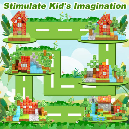 Knoiuao Magnetic Building Blocks, 147 Piece Magnetic Building Blocks, Build Magnet World Set for Boys and Girls, Montessori Building Blocks Toy, Gifts for Kids aged 3 4 5 6 7 8 years.