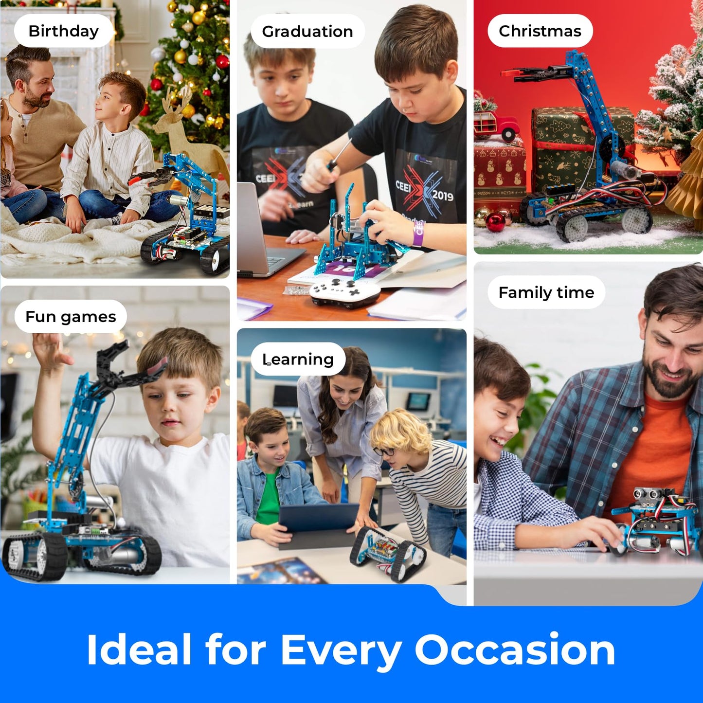 Makeblock mBot Ultimate Robot Build 10 in 1, 160+ mechanical building modules for programming development, programmable robot compatible with Scratch Arduino programming, STEM toy.