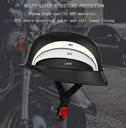 Labzaa vintage German motorcycle half-shell helmet with ECE, retro half-open jet helmet with goggles for bike cruiser chopper moped scooter ATV men and women helmet C M