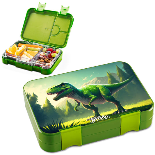 Jarlson® kids' lunch box with compartments - TONI lunchbox - leak-proof bento box for kindergarten and school - for girls and boys | snack box (dinosaur)