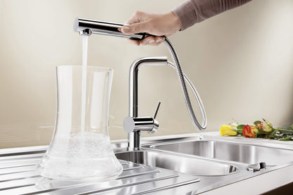 BLANCO LINUS-S Vario | Kitchen tap in chrome | High pressure | With pull-out hose | Switch from clear stream to spray stream | Backflow preventer | Ensured water quality & water-saving
