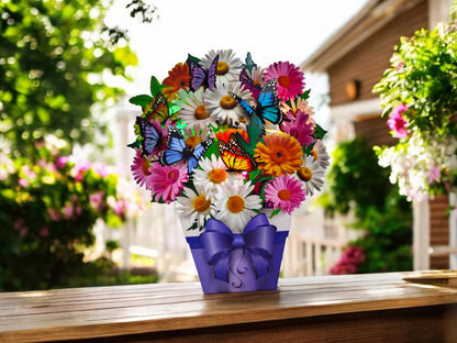 APOTODITO Butterfly Card, 3D Pop-Up card with music and lights, 3D Pop-Up bouquet, Birthday card, Anniversary card, Mother's Day card for women, mothers, and wives.