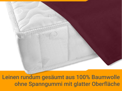 npluseins bed sheet 180x275cm - fitted sheet - perfect for patio, camping and tablecloth - RV sheet - fitted bed sheet - 100% cotton, approx. 180 x 275 cm, Bordeaux