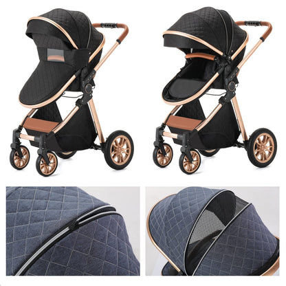 Gcarebb 3 in 1 stroller with car baby seat, easily collapsible with one click, portable complete set with aluminum frame for newborns 0-3 years old.