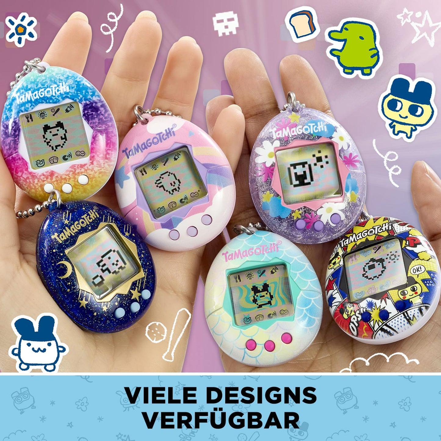 Bandai - Tamagotchi - Tamagotchi Original - Starry Night - Electronic virtual pet with color display, 3 buttons and games - Interactive pet in German - Kids' toy for ages 8 and up - 42970