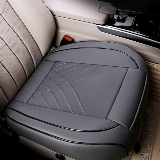 Kingphenix Premium PU car seat cover, front seat protection, compatible with 95% of all vehicles, padded, non-slip, full wrap edge, dimensions: 53.3 x 51.8 cm, 1 piece (grey)