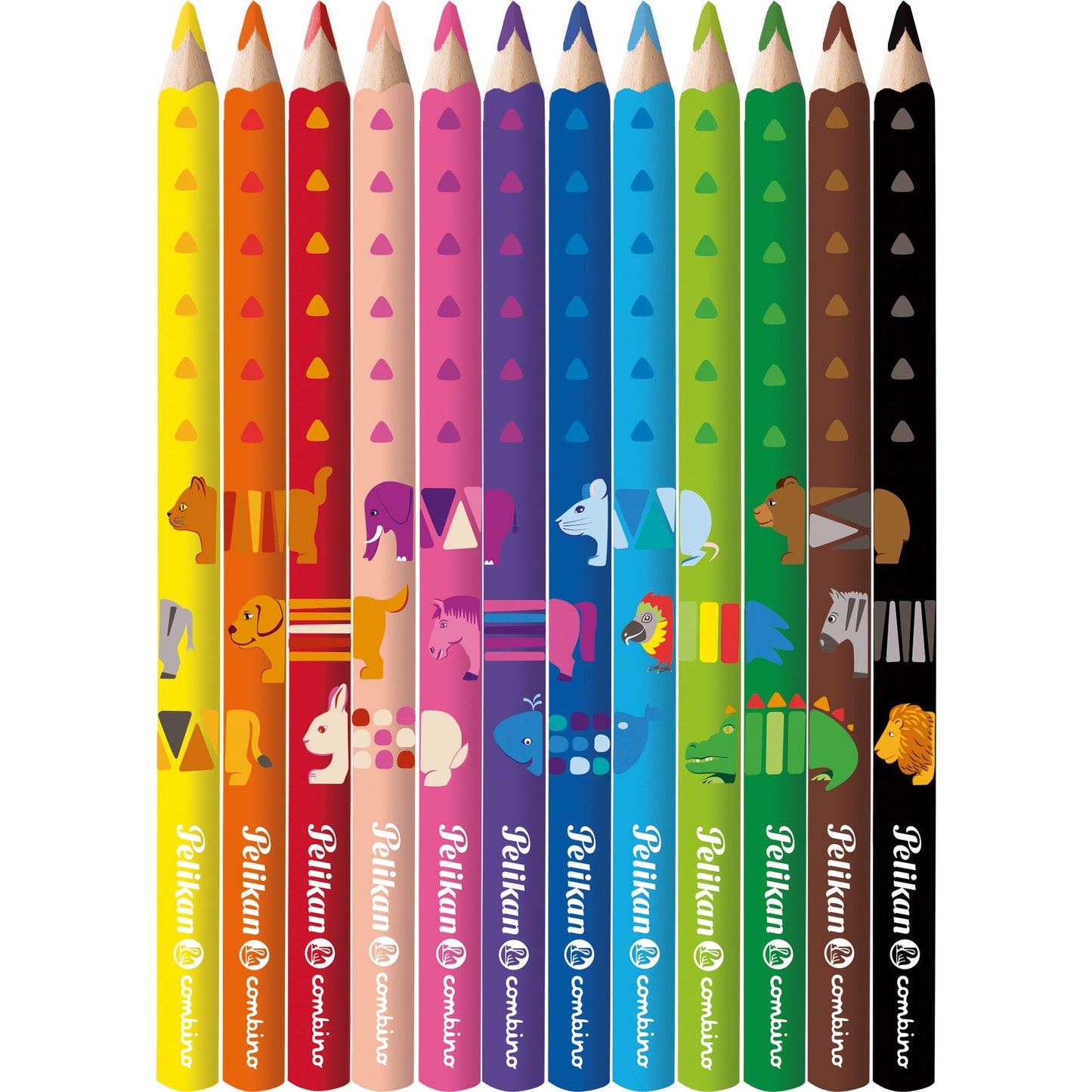 Pelikan 811231 Coloring Pad Combino (with animal motifs, 15x15 cm) 1 piece + Combino set with 12 colored pencils and 1 writing pencil in a metal case + Combino eraser, 1 piece