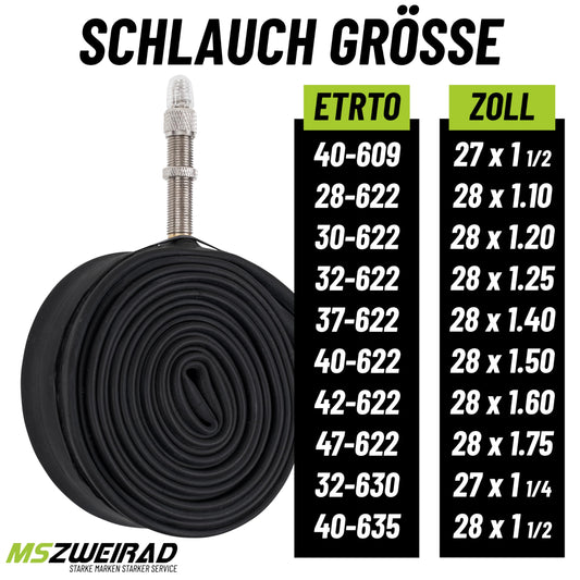2-pack Schwalbe bicycle tube DV17 40mm 28 inches (28/47-622/635) includes 3 MSZweirad tire levers.