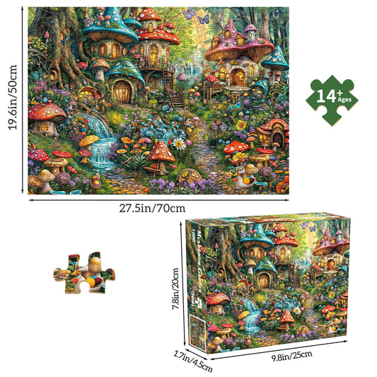 1000 Piece Puzzle, Puzzle for Adults, A Challenging Puzzle, Family Puzzle Game, Gifts for Women, Gifts for Men, Theme: Animal Mushroom Village